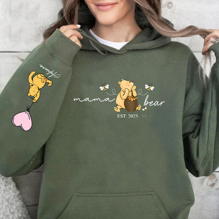 Mama Bear Hoodies. Personalised Mum Hoodie with Children Names on Sleeve