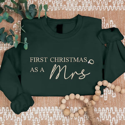 First Christmas Married Sweater, Our First Xmas Embroidered Mr and Mrs Jumper, Hen Do Wedding Party Mrs Outfit, Xmas Eve Gift Idea for Wifey