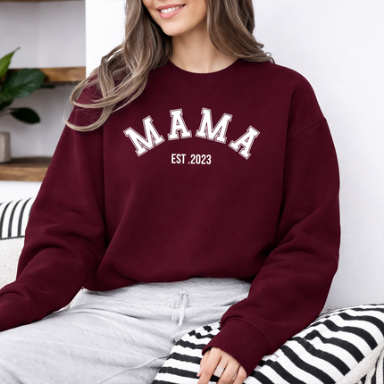 Comfort Colors Mama Crewneck Sweatshirt, Custom Date Mama Printed Womens Jumper, XS-4XL Sizes Comfy Pullover Mom Sweater, Mothers Day Gift