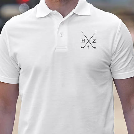 Customised Mens Polo Shirt, Golf Embroidery Polo Tee Shirt, Personalised Initials Monogrammed Matching Tshirt, Golfer Lover Gift for Husband