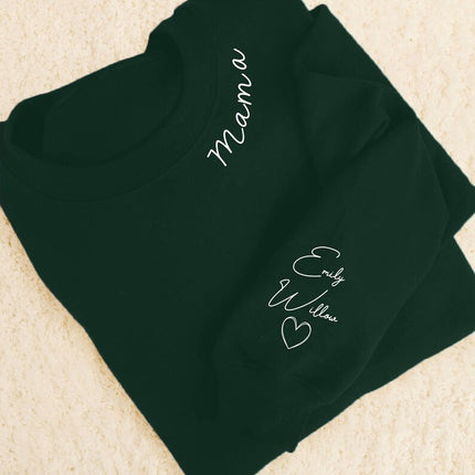 Personalised Mama Sweatshirt, Custom Kids Name On Sleeves Printed Jumper, Xmas Sweaters for Mum, Christmas Mom Birthday Gifts, Xmas Presents