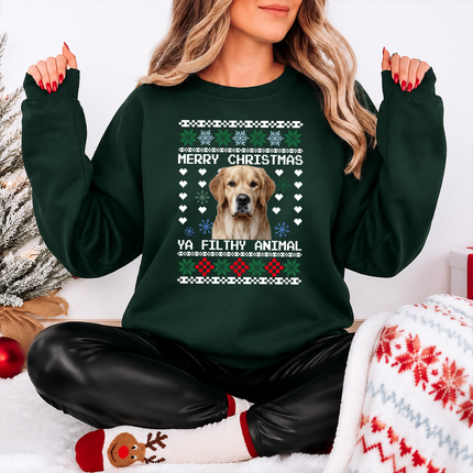 Personalised Photo Christmas Ugly Sweatshirt, Custom Dog Photo Xmas Printed Sweater