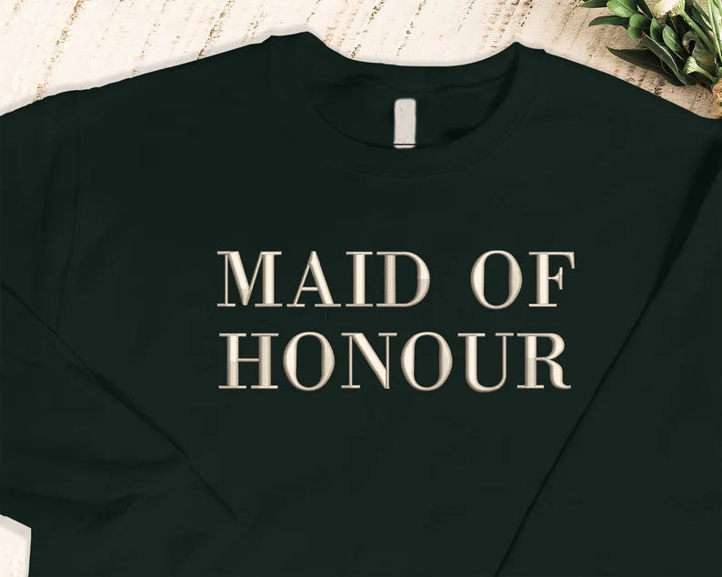 Maid of Honour Embroidered Jumper, Hen Party Bridesmaid Matching Sweatshirts, Bridal Shower Wedding Crewneck Sweaters, Gift for Bride Tribe