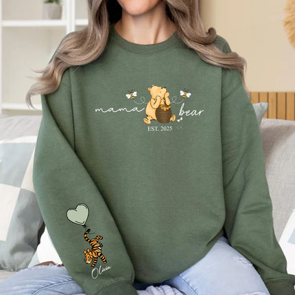 Personalised Mama Bear Sweatshirt with Kids Names, Custom Mama Printed Crewneck