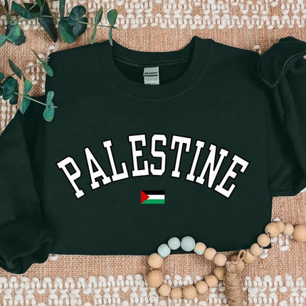 Palestine Sweater, Palestine Flag Printed Crewneck Sweatshirt, Support Palestine Freedom Gaza Protest Top, Palestinian Shirt, Comfy Jumper