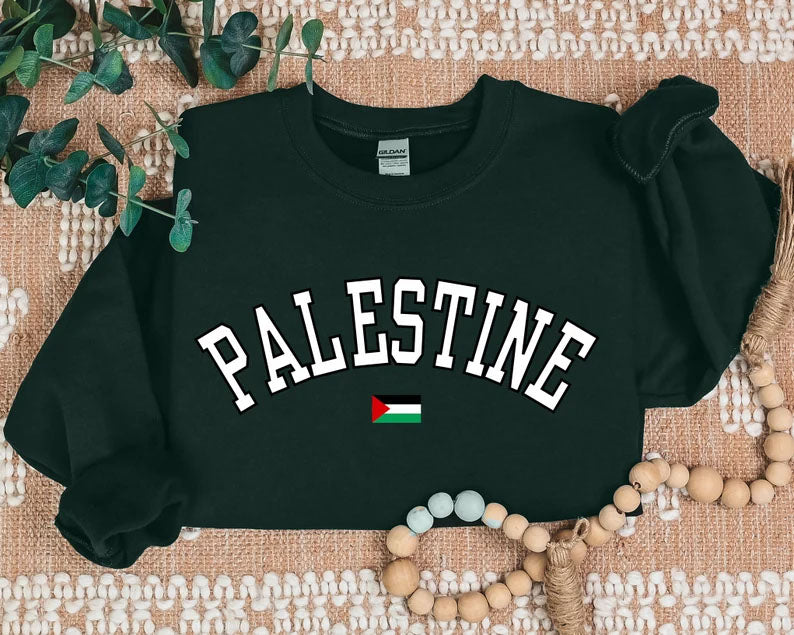 Palestine Sweater, Palestine Flag Printed Crewneck Sweatshirt, Support Palestine Freedom Gaza Protest Top, Palestinian Shirt, Comfy Jumper