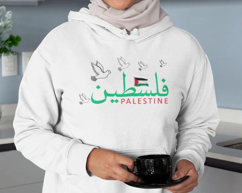 Palestine Arabic Hoodie, Palestine Flag Printed Hoody, Palestine Protest Arabic Sweater, Palestine Human Rights Coordinates Hoodie