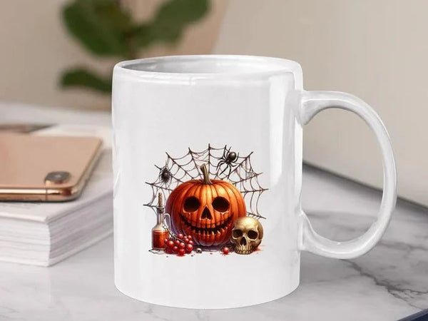 Vintage Pumpkin Mugs, Creepy Halloween Pumpkin Printed Coffee Mug, Scary Halloween Ceramic Cups, Fall Ice Coffee Mugs, Halloween Party Gifts