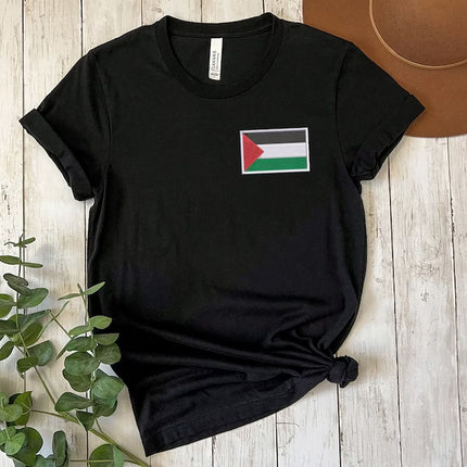 Palestine Flag Shirt, Embroidered Monogramed Flag Palestine Tshirt, Support Palestine Protest Adult Kids Tee, Save Gaza Free Palestine Top
