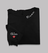 Embroidered Mama Hoodie, Custom Collar and Sleeve Embroidered Hoodie, Gifts for Grandmother Mum Jumper, Mother’s Day Gift Initials Hoodie