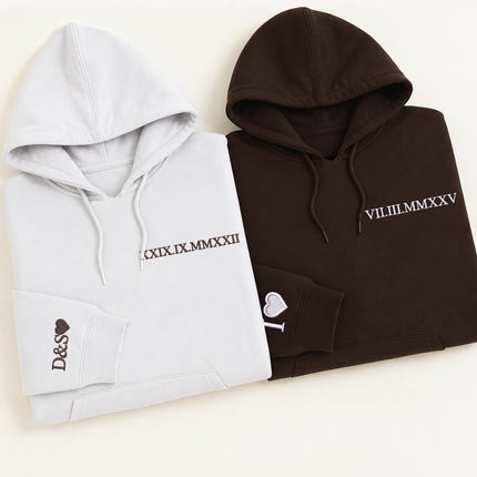 Embroidered Roman Numeral Matching Hoodie