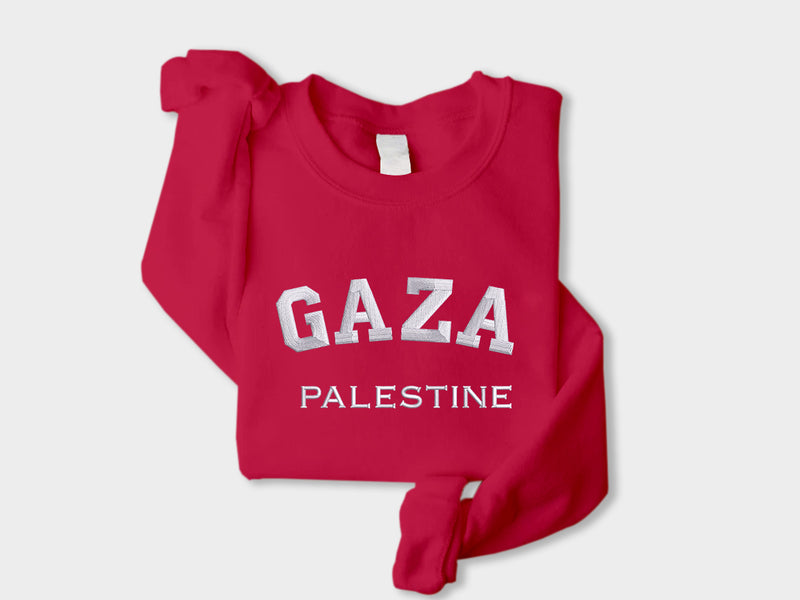 Gaza Palestine Sweater, Embroidered Gaza Palestine Sweatshirt, Support For Palestine, Freedom Gaza Protest Shirt, Adult Size Crewneck Jumper