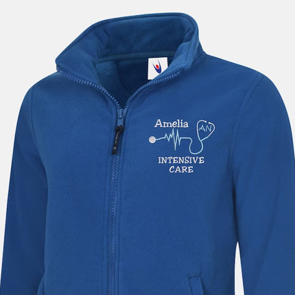 Personalised Embroidered Nurse Fleece Jacket, Custom Name Monogrammed Womens Full Zip Jacket, Thank You Doctor Nurse, Medical Student Gifts