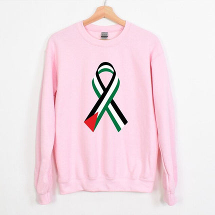 Freedom Palestine Sweatshirt, Palestine Flag Ribbon Sweater, Tribute To Palestine Muslims Jumper, Free Gaza Solidarity Protest Adult Shirts