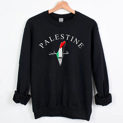 Palestine Sweatshirt, Free Palestine Flag Printed Sweater, Support Save Gaza Protest Save Palestine Clothing, Human Rights Freedom Jumper