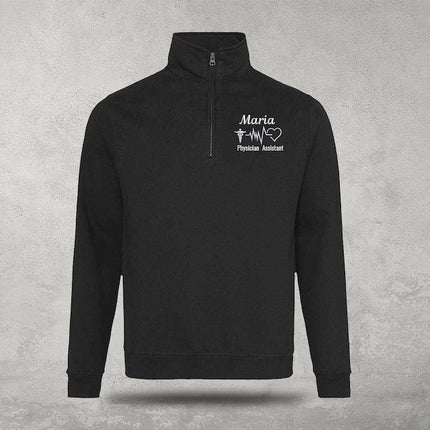 Personalised Nurse Zip Sweatshirt, Custom Medial Logo Embroidered Physician Assistant Nurse Quarter Zip Jacket, Healthcare Doctor Nurse Gift