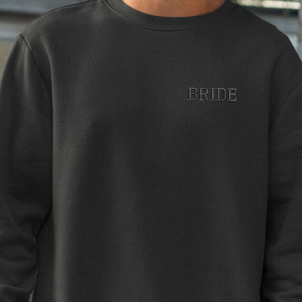 Bride Sweatshirt, Custom Embroidered Crew Neck Sweater, Minimalist Bride Jumper, Bridal Shower Party Couple Matching Bride To Be Gift Top