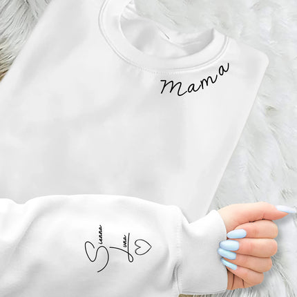 Personalised Mama Sweatshirt, Custom Kids Name On Sleeves Printed Jumper, Xmas Sweaters for Mum, Christmas Mom Birthday Gifts, Xmas Presents