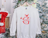 Custom Initial Christmas Sweatshirt, Custom Name Reindeer Horns Xmas Sweater, Personalise Family Matching Jumper, Christmas Couple Eve Gifts