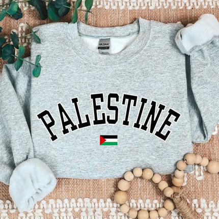 Palestine Sweater, Palestine Flag Printed Crewneck Sweatshirt, Support Palestine Freedom Gaza Protest Top, Palestinian Shirt, Comfy Jumper