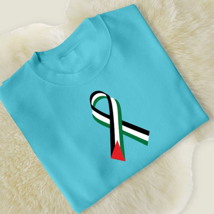 Freedom Palestine Sweatshirt, Palestine Flag Ribbon Sweater, Tribute To Palestine Muslims Jumper, Free Gaza Solidarity Protest Adult Shirts