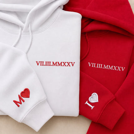 Embroidered Roman Numeral Matching Hoodie