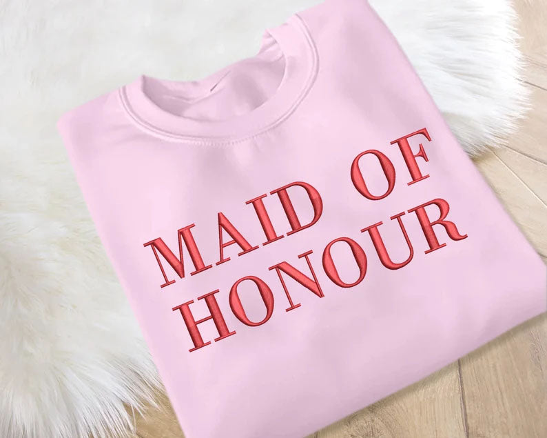 Maid of Honour Embroidered Jumper, Hen Party Bridesmaid Matching Sweatshirts, Bridal Shower Wedding Crewneck Sweaters, Gift for Bride Tribe