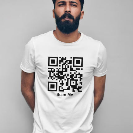 Custom QR Code Scan T-Shirt, Your Text And URL Link Printed Graphic Tees, Comfort Colors Unisex Top, Social Media QR Code Marketing Shirt