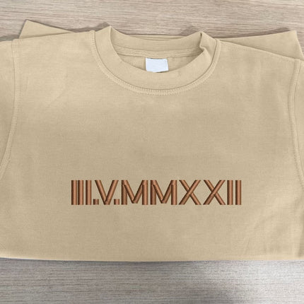 Personalised Anniversary Sweatshirt, Roman Numeral Date Initial Heart Embroidered Sweater, One Year Anniversary Gifts, His and Hers Hoodies