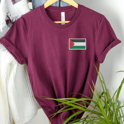 Palestine Flag Shirt, Embroidered Monogramed Flag Palestine Tshirt, Support Palestine Protest Adult Kids Tee, Save Gaza Free Palestine Top