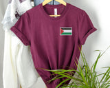 Palestine Flag Shirt, Embroidered Monogramed Flag Palestine Tshirt, Support Palestine Protest Adult Kids Tee, Save Gaza Free Palestine Top