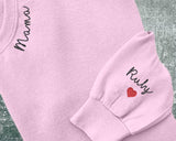 Embroidered Mama Crewneck Sweatshirt, Personalised Text Matching Mom Hoody, Custom Mum Jumper With Initial Heart, Mother Day Gift Womens Top