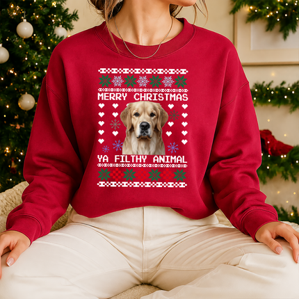 Personalised Photo Christmas Ugly Sweatshirt, Custom Dog Photo Xmas Printed Sweater