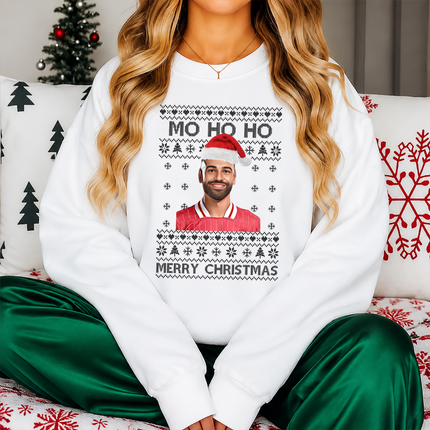 Mo Ho Ho Merry Christmas Sweatshirt, Mo Salah Red Ugly Christmas Jumper