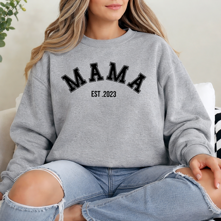 Comfort Colors Mama Crewneck Sweatshirt, Custom Date Mama Printed Womens Jumper, XS-4XL Sizes Comfy Pullover Mom Sweater, Mothers Day Gift