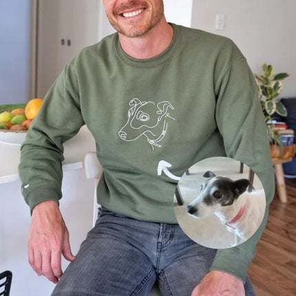 Personalized Embroidered Sketch Portrait Hoodie, Couple Matching Gift, Memorial Gift