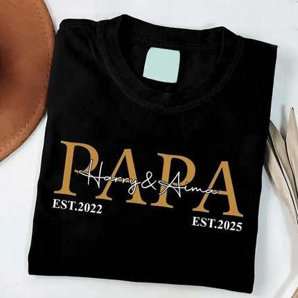 Personalised Dad T Shirt, Custom Kids Name Printed Shirt, Papa Birthday Party Tee Tops, New Dad To Pe Gifts, Fathers Day Gift, Gift for Him
