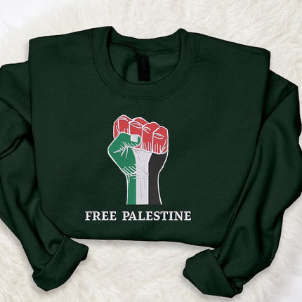 Free Palestine Embroidered Sweatshirt, Solidarity Hand Support Palestine Protest Jumper, Save Gaza Palestine Clothing, Comfort Colors Shirt