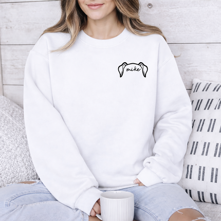 Dog Ears Personalised Outline Hoodie, Custom Pet Sketch Printed Matching Sweatshirt, Pet Remembrance Gift Dog Owner Jumper