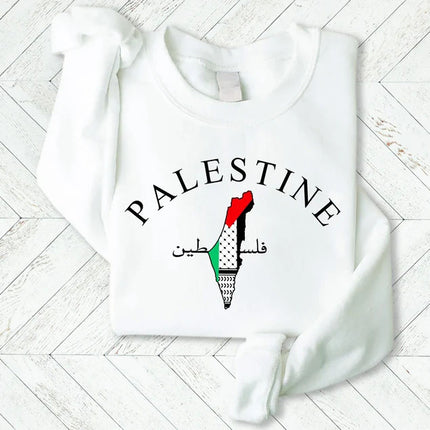 Palestine Sweatshirt, Free Palestine Flag Printed Sweater, Support Save Gaza Protest Save Palestine Clothing, Human Rights Freedom Jumper