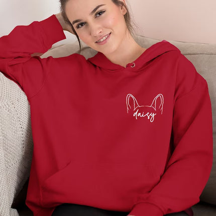 Dog Ears Personalised Outline Hoodie, Custom Pet Sketch Printed Matching Sweatshirt, Pet Remembrance Gift Dog Owner Jumper, CraftsbyYasmin