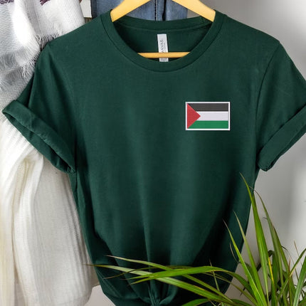 Palestine Flag Shirt, Embroidered Monogramed Flag Palestine Tshirt, Support Palestine Protest Adult Kids Tee, Save Gaza Free Palestine Top