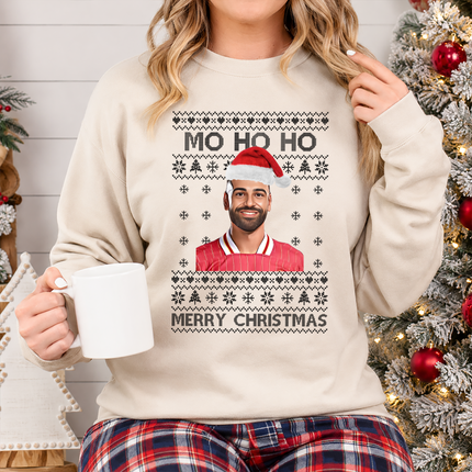 Mo Ho Ho Merry Christmas Sweatshirt, Mo Salah Red Ugly Christmas Jumper