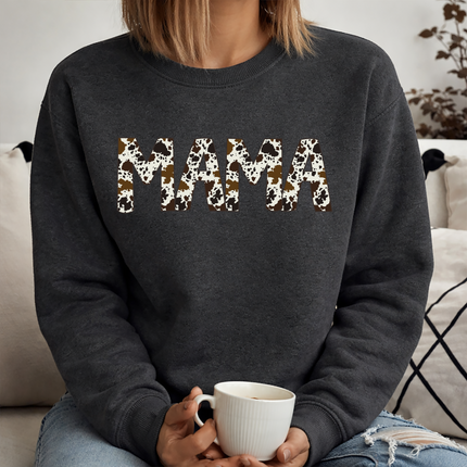 MAMA Sweatshirt, Buffalo Plaid Cow Print Word Mama Design Crewneck Jumper, Comfort Colors Women Sweatshirt, Mothers Day Gift,
