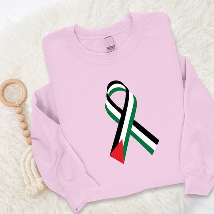 Freedom Palestine Sweatshirt, Palestine Flag Ribbon Sweater, Tribute To Palestine Muslims Jumper, Free Gaza Solidarity Protest Adult Shirts