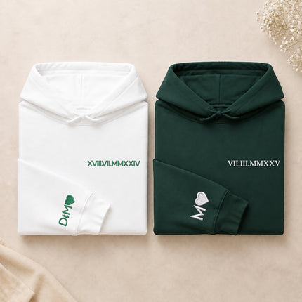 Embroidered Roman Numeral Matching Hoodie