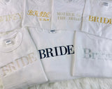 Bride Sweatshirt, Embroidered Mrs Sweater, Minimalist Bride Jumper, Bachelorette Couple Matching Bridal Shower Party Engagement Gift Hoody