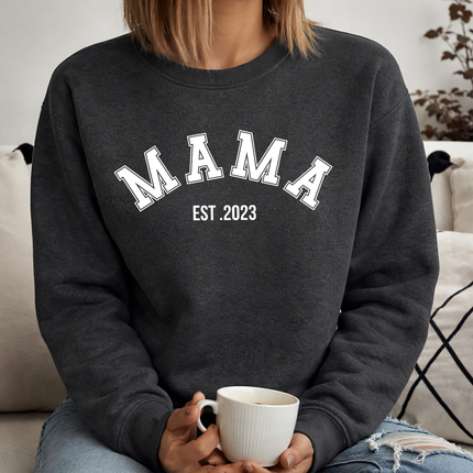 Comfort Colors Mama Crewneck Sweatshirt, Custom Date Mama Printed Womens Jumper, XS-4XL Sizes Comfy Pullover Mom Sweater, Mothers Day Gift