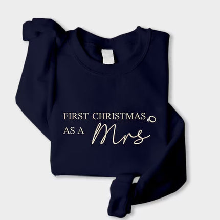 First Christmas Married Sweater, Our First Xmas Embroidered Mr and Mrs Jumper, Hen Do Wedding Party Mrs Outfit, Xmas Eve Gift Idea for Wifey