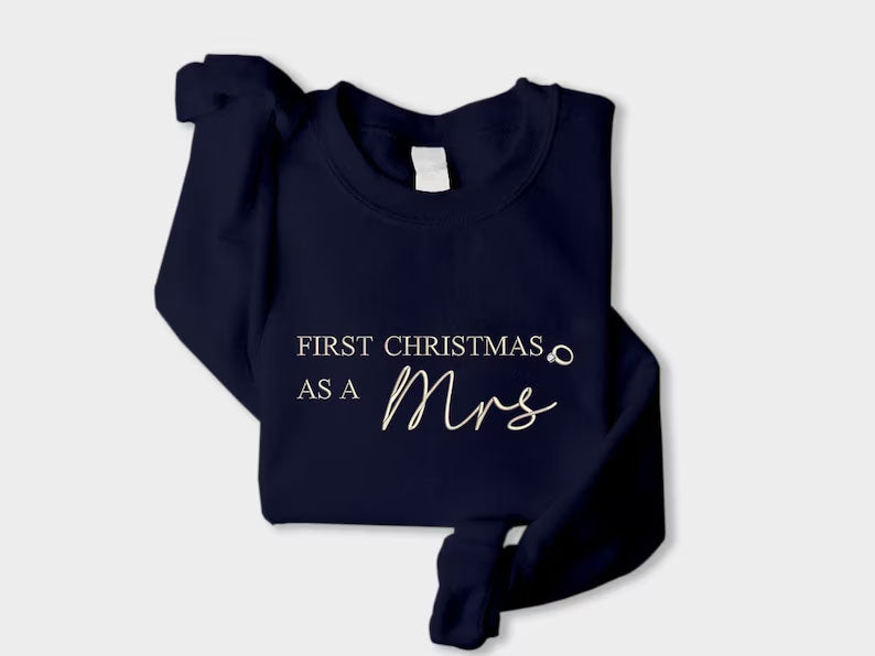 First Christmas Married Sweater, Our First Xmas Embroidered Mr and Mrs Jumper, Hen Do Wedding Party Mrs Outfit, Xmas Eve Gift Idea for Wifey